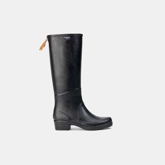 Aigle The Heeled Rain Boots Women Black ZA-70342